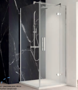 PANORAMA NOVA porte pivotante avec partie fixe pour niche ou avec paroi latérale